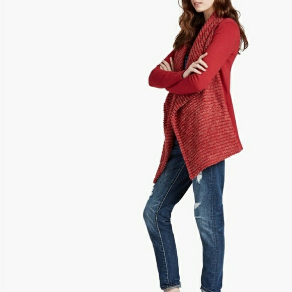 Lucky Brand Wool Blend Red Cardigan Sweater - Picture 5 of 7